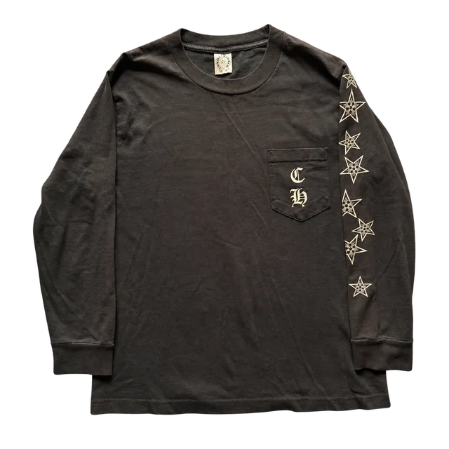 Chrome Hearts Star Logo Long-Sleeve Tee, Black, complete front view; reference photograph