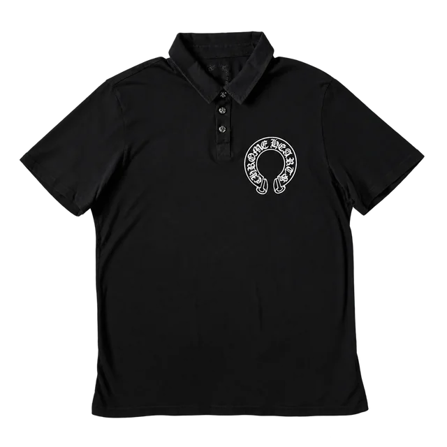Chrome Hearts Horseshoe-Print Silver-Button Polo — 2000s — front