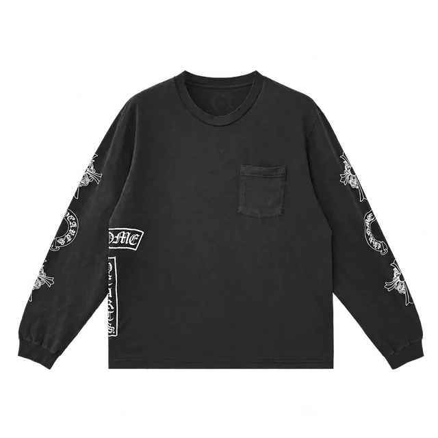 Chrome Hearts Soap & Water Long-Sleeve Tee, Washed Grey, complete front view; reference photograph