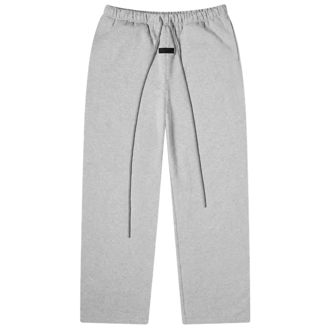 Fear of God Essentials Lounge Open-Hem Sweatpants, Light Heather Grey, complete front view; reference photograph