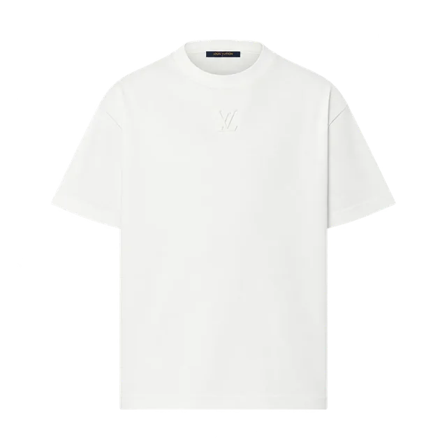 Louis Vuitton Embossed LV T-Shirt, White, front view; reference photograph