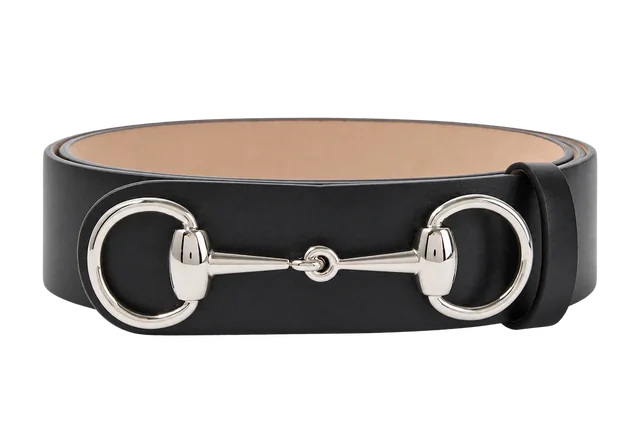 Gucci Horsebit 1955 Belt, Black, front view; reference photograph
