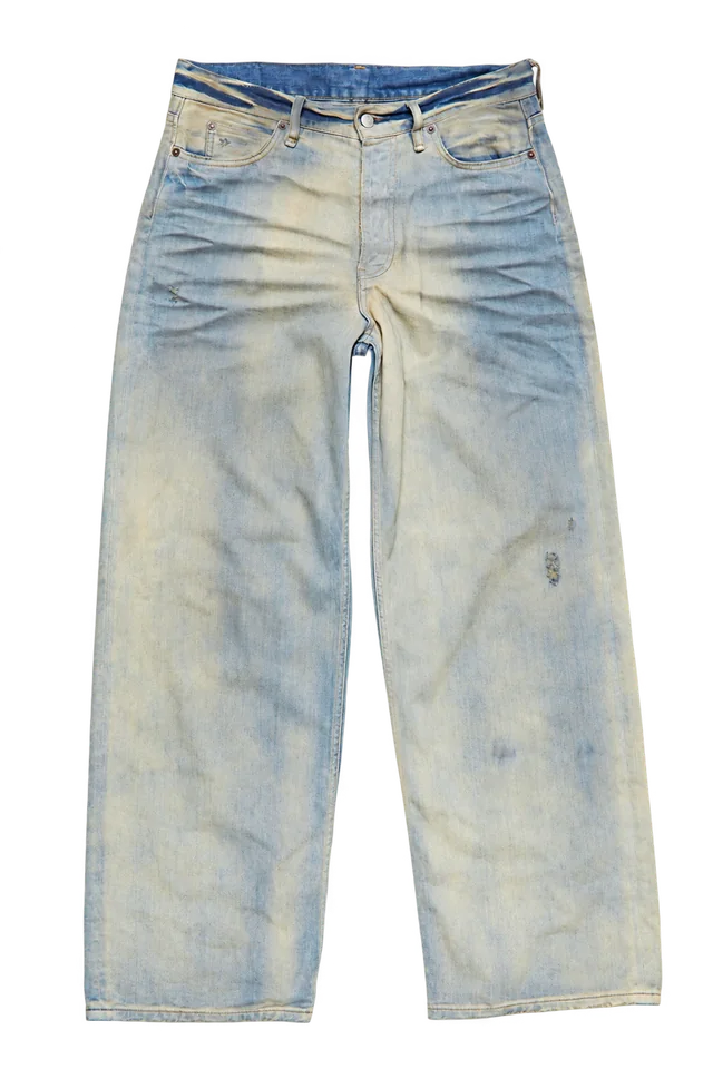 Acne Studios 1981M Carver jeans in light blue, front view; reference photograph