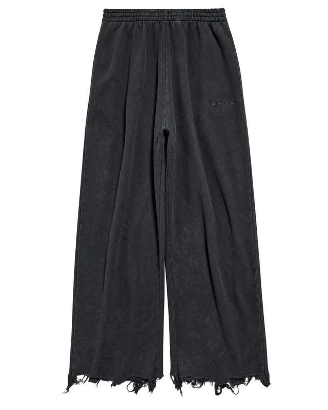 Balenciaga Nail Polish Cropped Sweatpants, Faded Black, front view; reference photograph