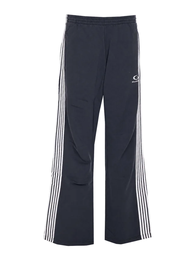 Balenciaga Loop Sports Icon Baggy Sweatpants, Marine Navy / White, complete front view; reference photograph