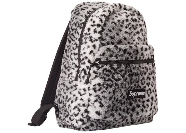 Supreme Leopard Fleece Backpack — front