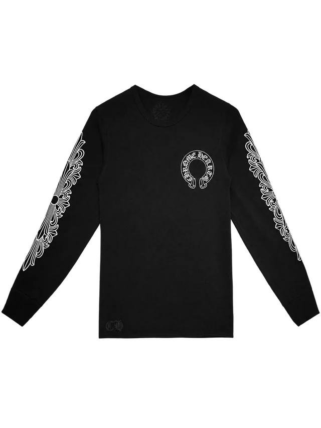 Chrome Hearts Horseshoe Waffle Thermal, Black, complete front view; reference photograph