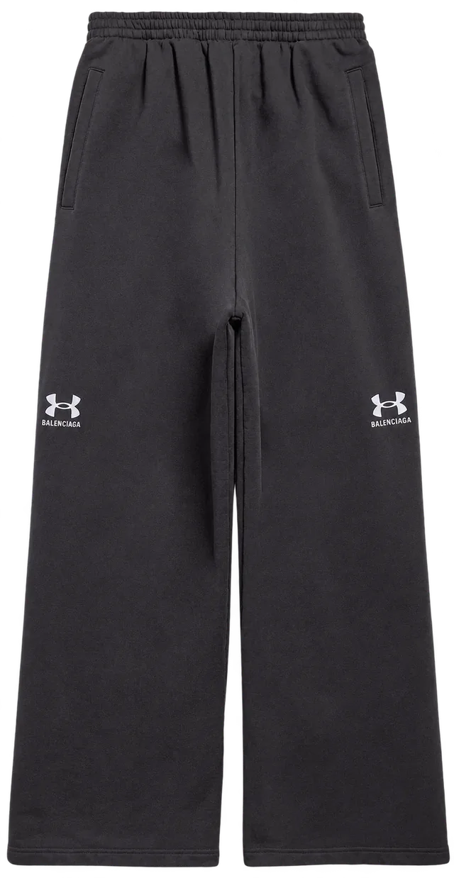 Balenciaga Under Armour Baggy Sweatpants, Black / White, front view; reference photograph