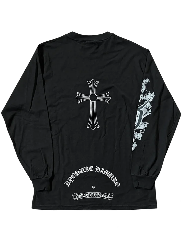Chrome Hearts Kyosuke Himuro Cross Long Sleeve, Black / White, rear; reference photograph