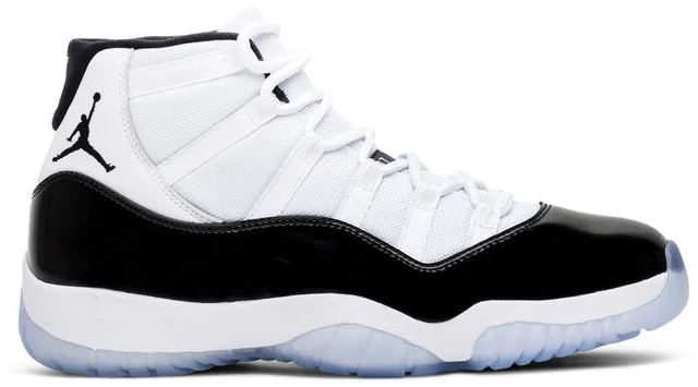 Jordan Air Jordan 11 Retro — Concord 2018, complete shoe, lateral side view; reference photograph