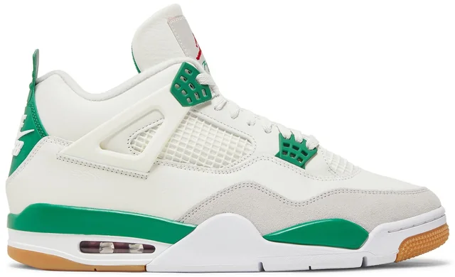 Jordan x Nike SB Air Jordan 4 Retro SB — Pine Green, complete shoe, lateral side view; reference photograph