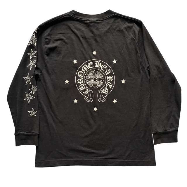 Chrome Hearts Star Logo Long-Sleeve Tee, Black, complete back view; reference photograph